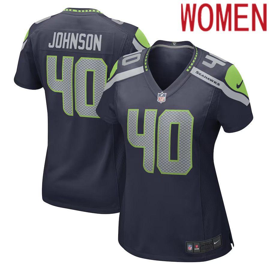 Women Seattle Seahawks 40 Darryl Johnson Nike College Navy Game Player NFL Jersey